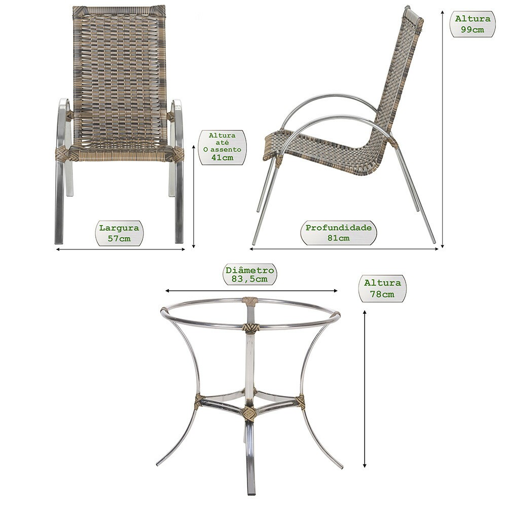 2 Cadeiras Garden + Mesa Alta 