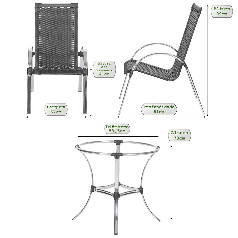 4 Cadeiras Garden + Mesa Alta 