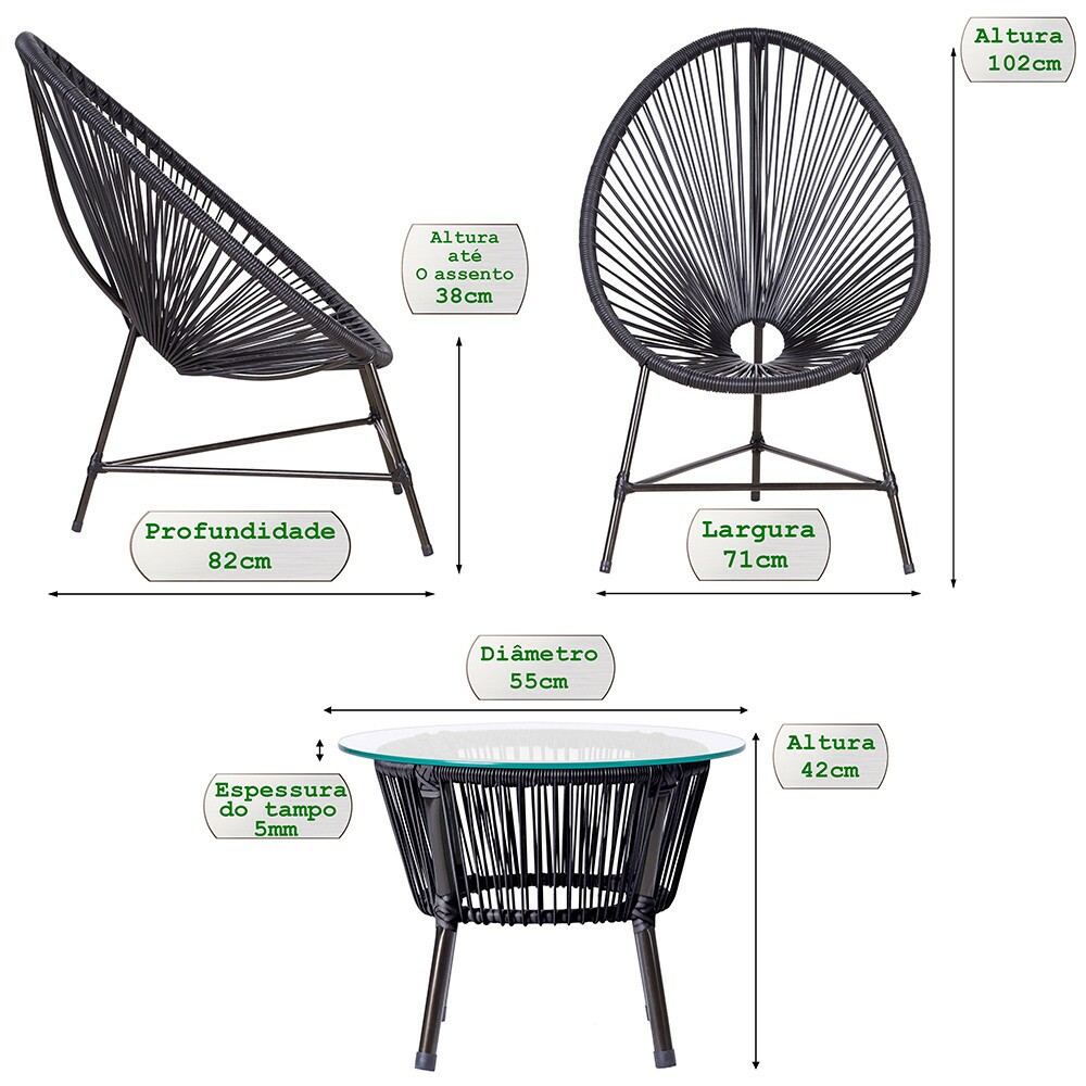 4 Cadeiras Bahamas com mesa 