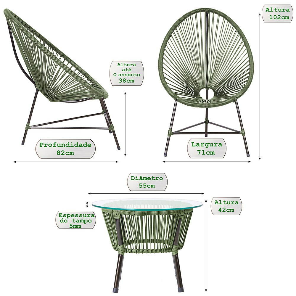 3 Cadeiras Bahamas com mesa 
