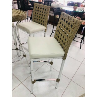Banqueta Florida com assento estofado - Trama colméia 