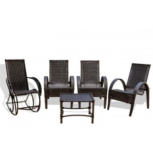 3 Cadeiras Napoly + Cadeira de balanço e mesa de centro. 