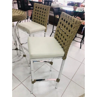 Banqueta Florida com assento estofado - Trama colméia 