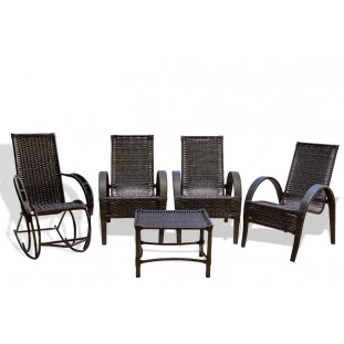 3 Cadeiras Napoly + Cadeira de balanço e mesa de centro. 
